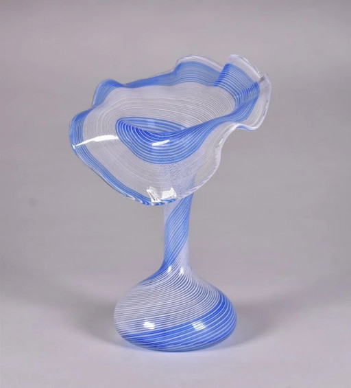 Murano vase by Dino Martens for Aureliano Toso – Blue & white filigree – Italian design