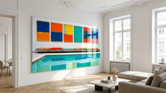 Image 1 of Bauhaus Pool – Hommage an Mark Rothko | Minimalistische XXL-Acrylglas-Kunst 170x100 cm