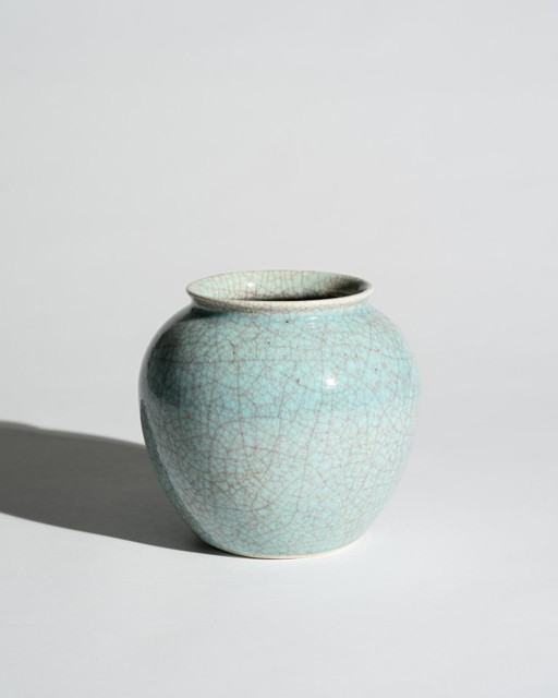 Krakelee-Glasur-Kunstkeramikvase Villeroy & Boch Mettlach Deutschland ca. 1920er–30er Jahre