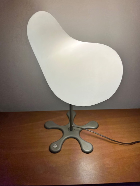 Image 1 of "Coco" table lamp designed by Aldo Cibic, produced by Foscarini - Grey metal & opaline glass