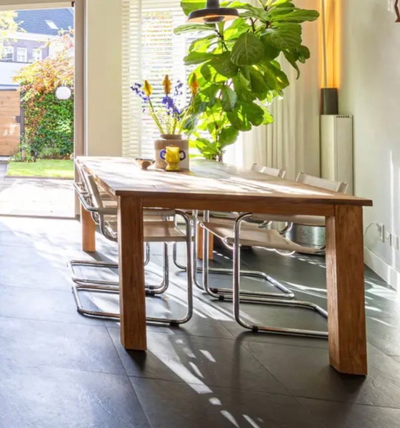 Image 1 of 4 sedie in stile Marcel Breuer - cuoio bianco