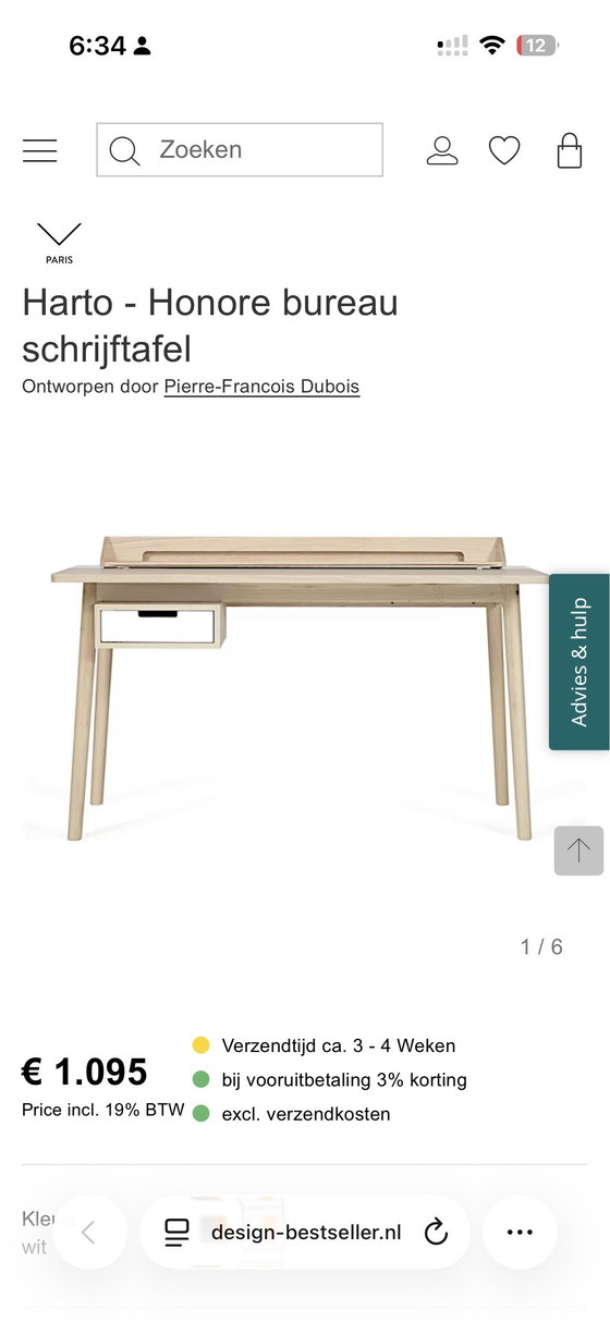 Image 1 of Escritorio Harto Honoré de roble natural, diseño escandinavo