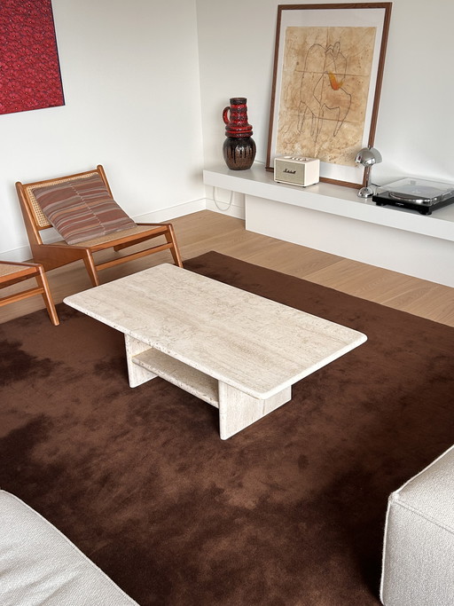 Vintage travertine coffee table, Italy 1980s 