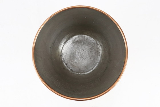 Image 1 of Secchiello per il ghiaccio o ciotola in rame rotondo fatto a mano, Belgio anni '30