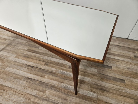 1950s wooden dining table with mirrored top (photo 3 of 15)