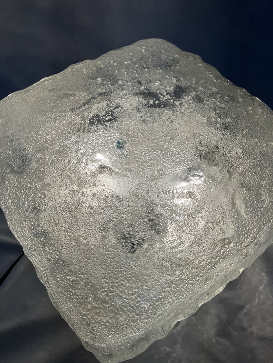 Image 1 of Vintage ijsglas vierkante plafondlamp jaren 70 design