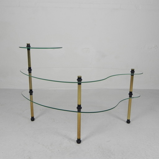 Etagere vintage avec 3 étagères en verre,