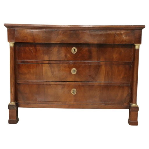 Antique Empire Chest of Drawers in Walnut, Italy Early 19th Century