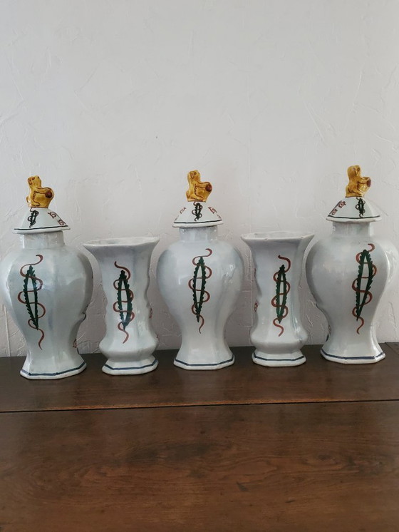 Image 1 of Delft - Juego de 5 piezas en loza - siglo XVIII (ref 3811)