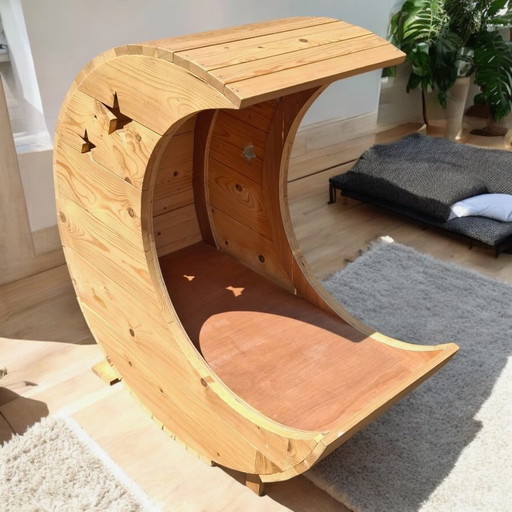 Letto per cani a mezzaluna fatto a mano