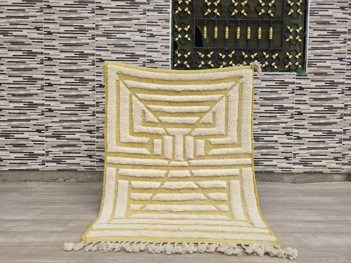 Authentiek handgemaakt beige Berberkleed, 1,5 x 2,5 m