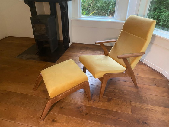 Image 1 of 2x Sternzeit Design Stuhl mit Fußhocker, wie neu.