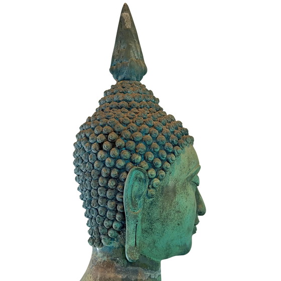 Monumental Thai Bronze Buddha – Sukhothai Style – Dated 1961 – 190 cm – Sculpture (photo 8 of 20)