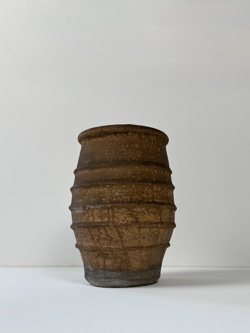 Large vintage brown terracotta vase, France, 1960