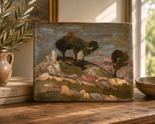 Paesaggio provenzale francese | Olio su tavola originale | c. 1930–1950