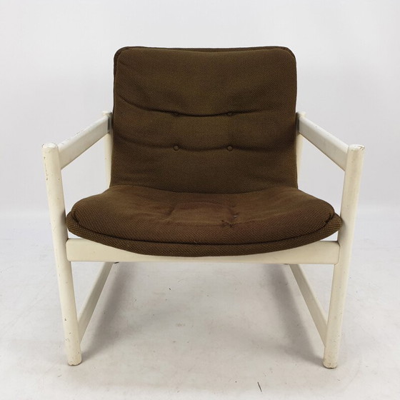 Image 1 of Pair of vintage armchairs in brown fabric for Artifort, 1960