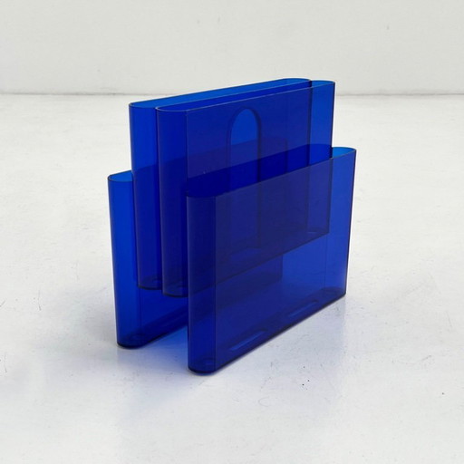 Lucite Blue Magazine Rack by Giotto Stoppino for Kartell, 1970s