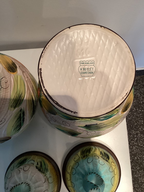 2 Vasi in ceramica dipinti a mano con coperchio di Herbert Bequet. – Bequet Hubert (photo 5 of 5)