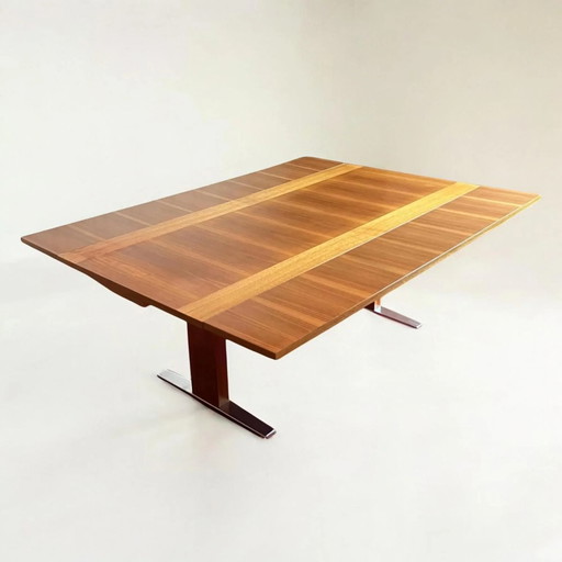 Mesa de centro vintage extensible y regulable en altura de chapa de madera y cromo, Alemania 1960s/70s