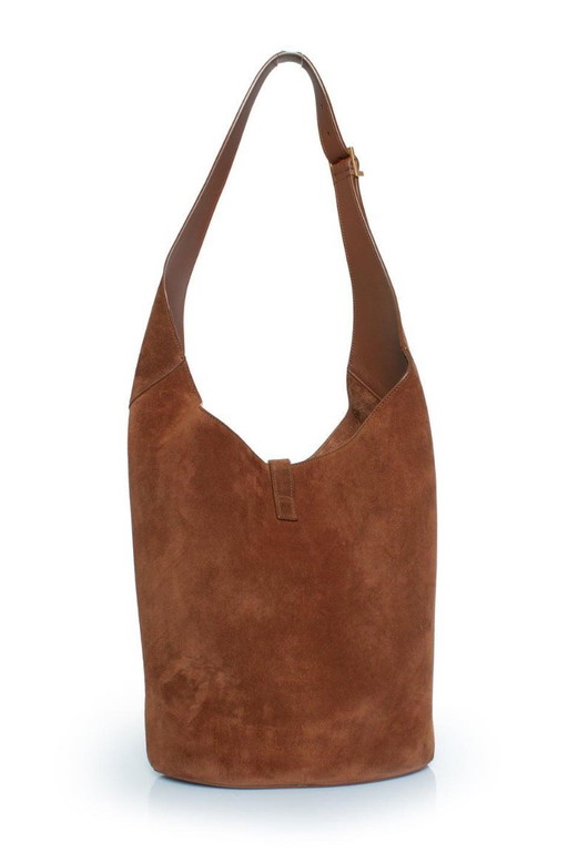Saint Laurent, hobo Le 5 A 7 in suede cognac