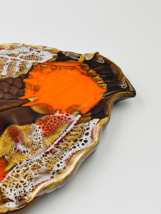 Image 1 of Piatto da pesce vintage in ceramica Vallauris, arancione