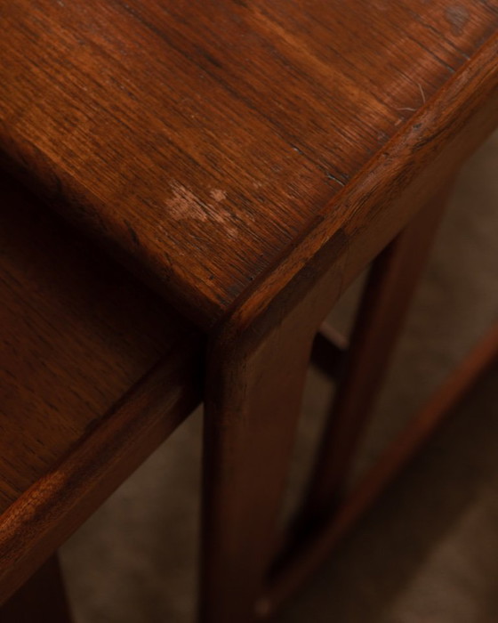 Image 1 of Teak bijzettafels set van 3 Arne Hovmand-Olsen voor Mogens Kold