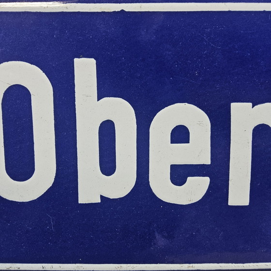 Vintage German Enamel Street Sign "Obermühlgasse" Frankfurt, Wall decoration, Metal, White (photo 11 of 15)
