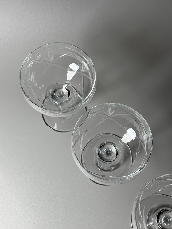Image 1 of Holmegaards Glasværk - Años 20 - Juego de 6 copas de cóctel y champán de cristal grabadas a mano - Modelo Ulla