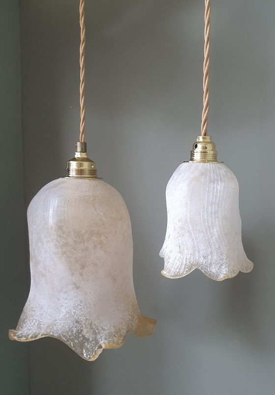 Image 1 of Set van 2 Vintage Murano hanglampen - Mid Century - Italy