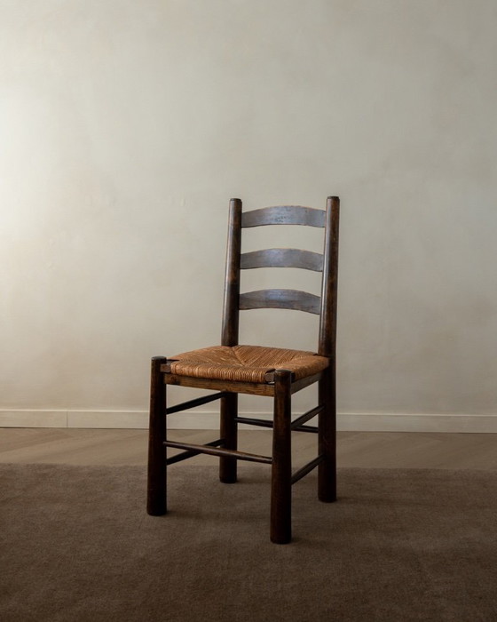 Image 1 of Vintage Franse brutalistische eetkamerstoelen van Georges Robert, jaren 1950, set van 6