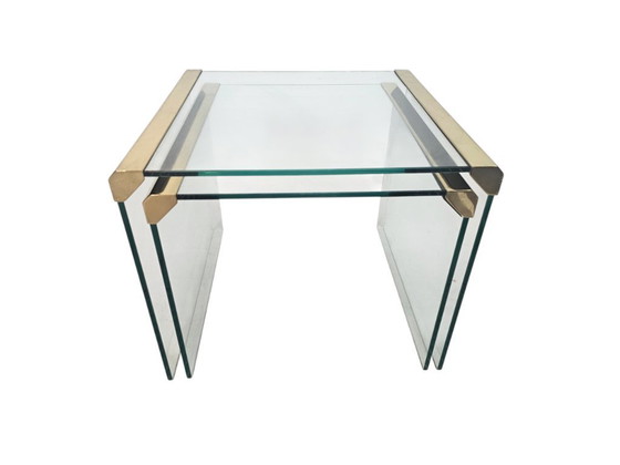 Image 1 of Pierangelo Galloti & Radice - 'T35' - set of 2 side tables - glass - brass - Italy - 70s