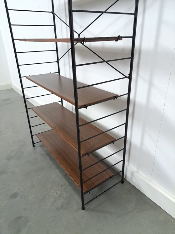 Image 1 of Modulair systeem wandrek met 5 planken, vintage kast
