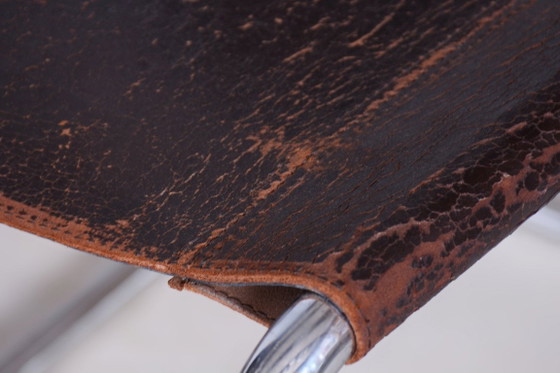 Set van vier originele Bauhaus-stoelen, echt leer, chroom, Duitsland, jaren 1930 – Eetkamerstoelen, Leather (photo 4 of 11)