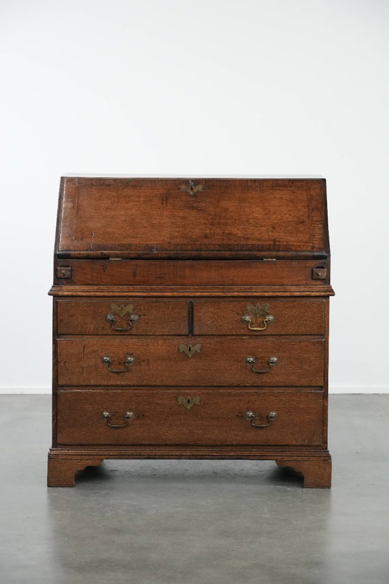 Image 1 of Commode/bureau/commode anglaise ancienne en chêne du XVIIIe siècle