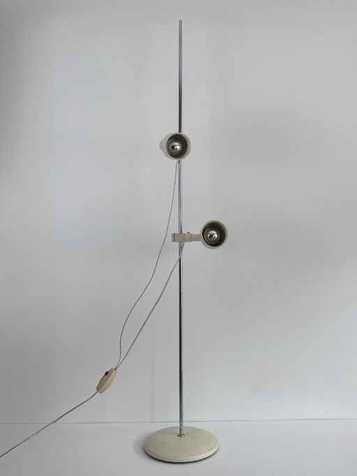 Vintage-Stehlampe, verstellbar, Chrom und beigefarbenes ABS-Kunststoffgehäuse, Frankreich, 1970