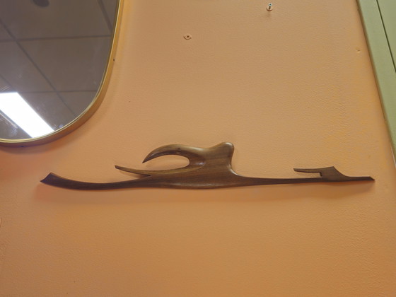 Image 1 of Decoración de pared escandinava de teca con pájaros