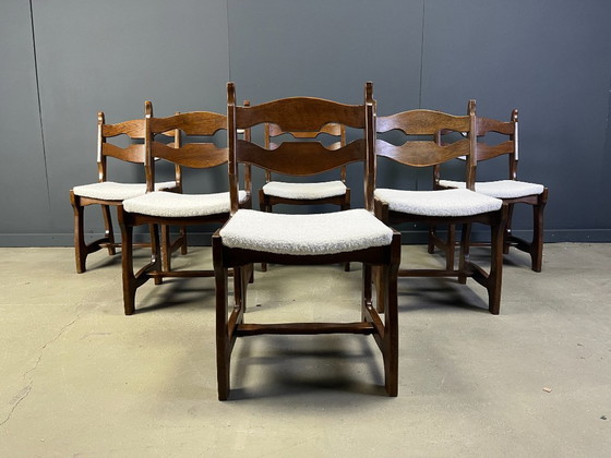 Image 1 of Vintage brutalistische eetkamerstoelen, set van 6 - jaren 60