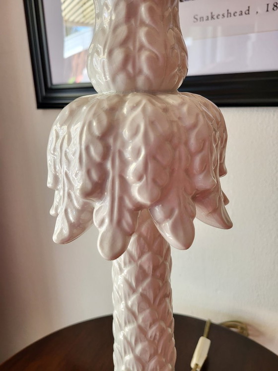 Image 1 of Vintage palm tree lamp white ceramic