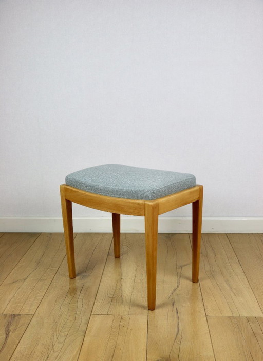 Taburete asiento tela natural azul claro Art Deco - 2 piezas disponibles