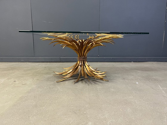 Image 1 of Vintage gilt metal sheaf of wheat coco chanel coffee table, 1960s