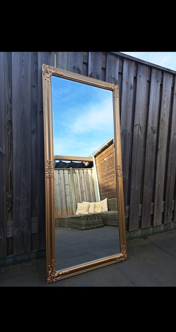 Image 1 of Spiegel goudbrons antieklook met facet