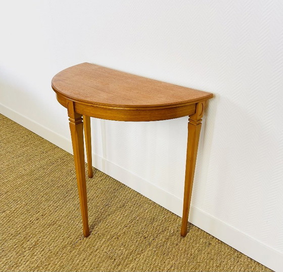 Image 1 of Table console demi-lune vintage en teck par Legate Furniture, 1970