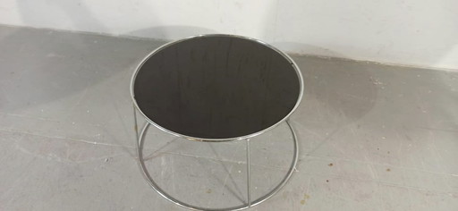 Dark glass round side table or coffee table 