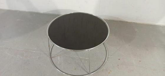 Image 1 of Dark glass round side table or coffee table 