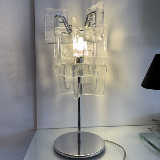 Vintage Murano Glass Table Lamp by Mazzega Carlo Nason, Chrome, 1970s – tafellampen