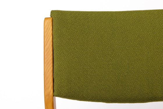 Image 1 of Vintage Scandinavian Oak Chair, 1970s, Norwegian Design, Newly Upholstered Green Fabric, Mid-Century Wooden Dining Chair