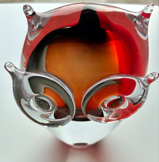 Image 1 of Glasobjekt „Eule“, Kunstkristall Bohemia