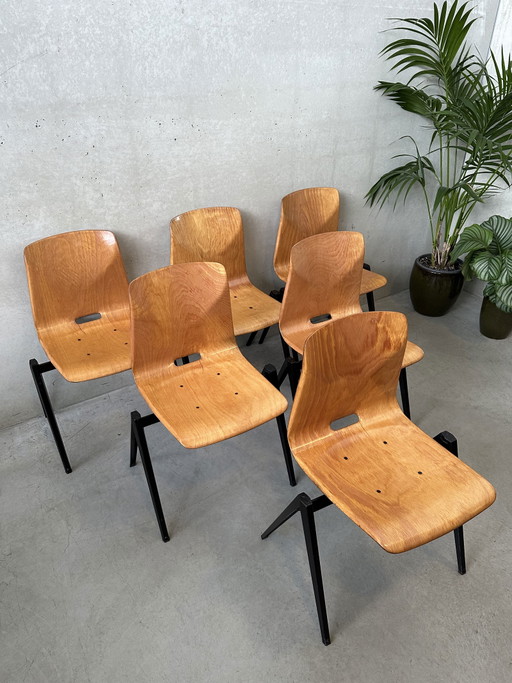 6x vintage S22 Galvanitas chairs - Wim Rietveld