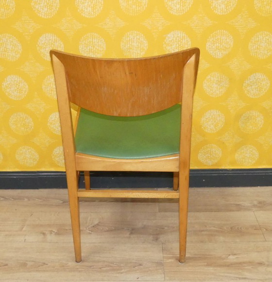 Image 1 of Classic Casala wooden chair kitchen green/beige beech wooden chair vintage retro nostalgia 50s 60s industrial desk chair
