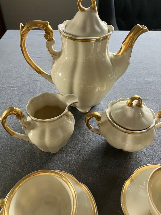Vintage 10-piece mocha tableware set – Ćmielów, Gold, Porcelain (photo 7 of 7)